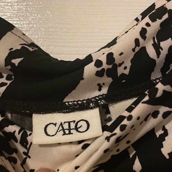 Black and white print wide leg polyester pants - Picture 2 of 3